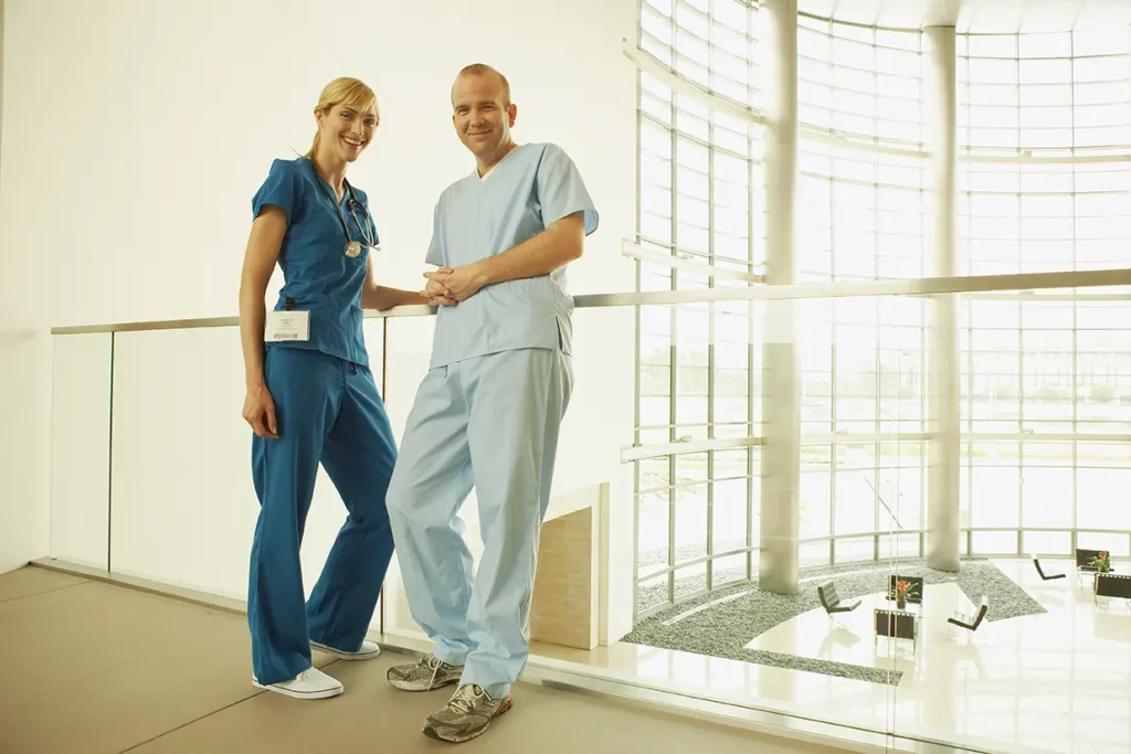 Interior house painting service in a modern medical facility, showcasing clean and professional design elements.